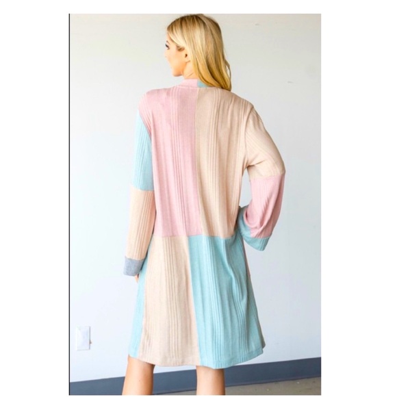 Pastel/Colorblock Cardigan - Pink, Blue, Beige, NEW✔️ - Picture 3 of 11